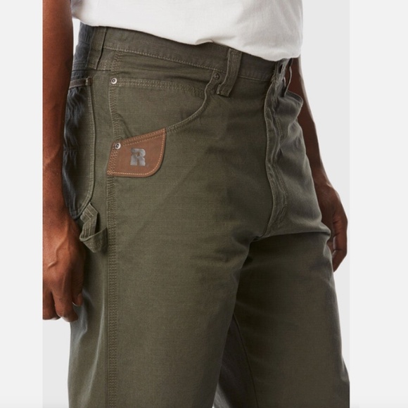 Wrangler Riggs Workwear Olive Green Canvas Ripsop Carpenter Workpants Men 38x32 - Picture 3 of 12